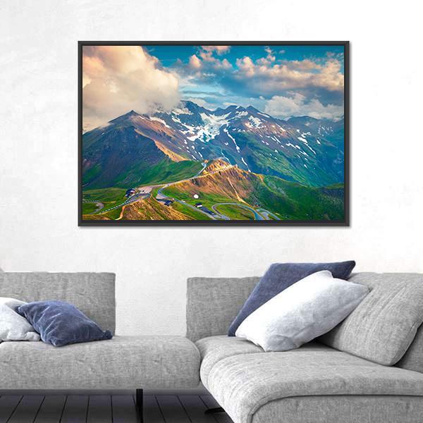 View From Bird's Eye Of Grossglockner High Alpine Road Canvas Wall Art-3 Horizontal-Gallery Wrap-25" x 16"-Tiaracle
