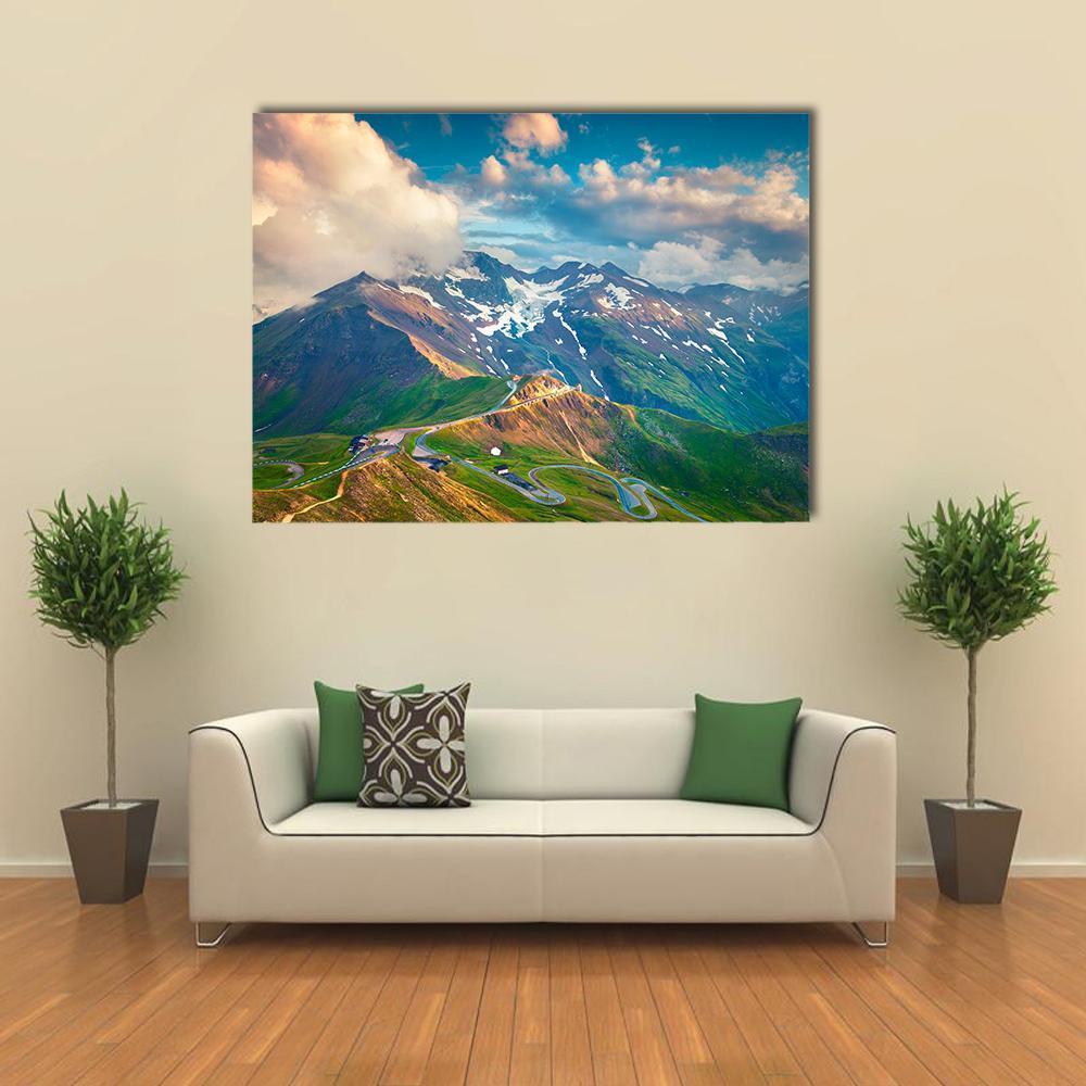 View From Bird's Eye Of Grossglockner High Alpine Road Canvas Wall Art-1 Piece-Gallery Wrap-48" x 32"-Tiaracle