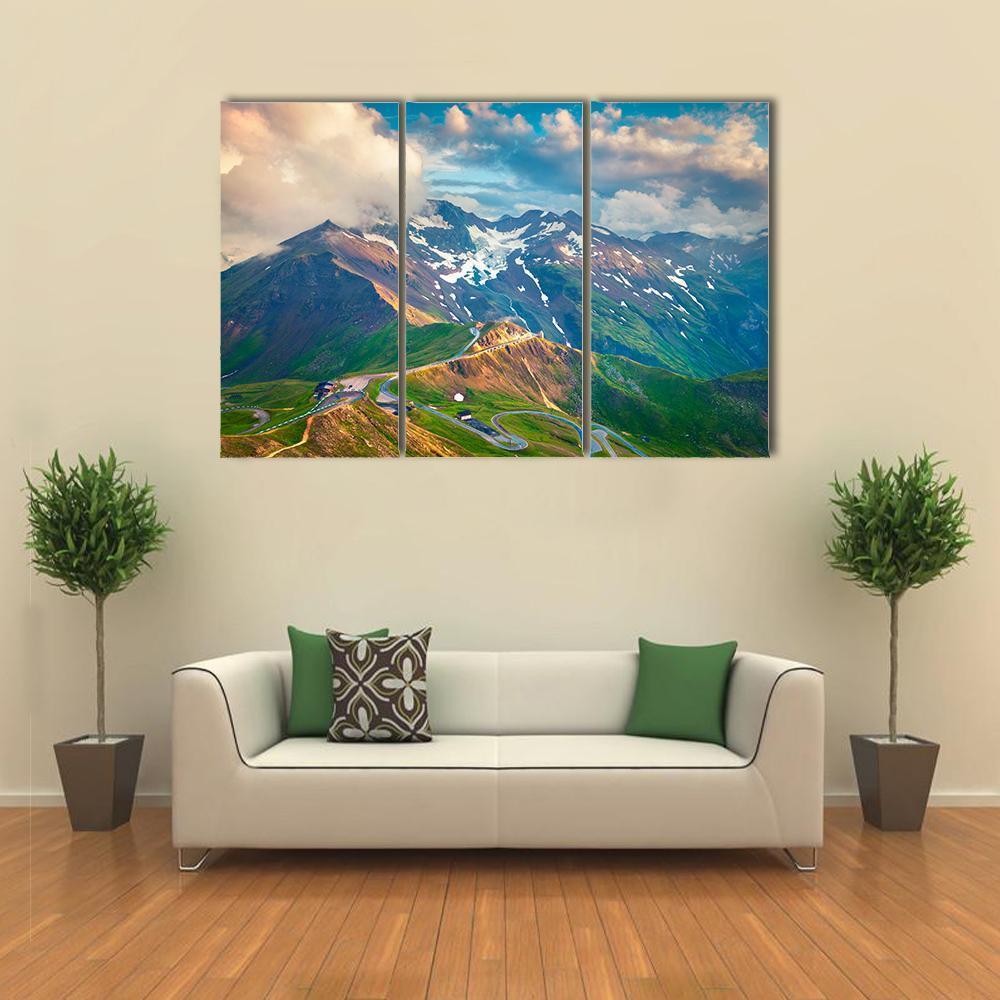 View From Bird's Eye Of Grossglockner High Alpine Road Canvas Wall Art-3 Horizontal-Gallery Wrap-37" x 24"-Tiaracle