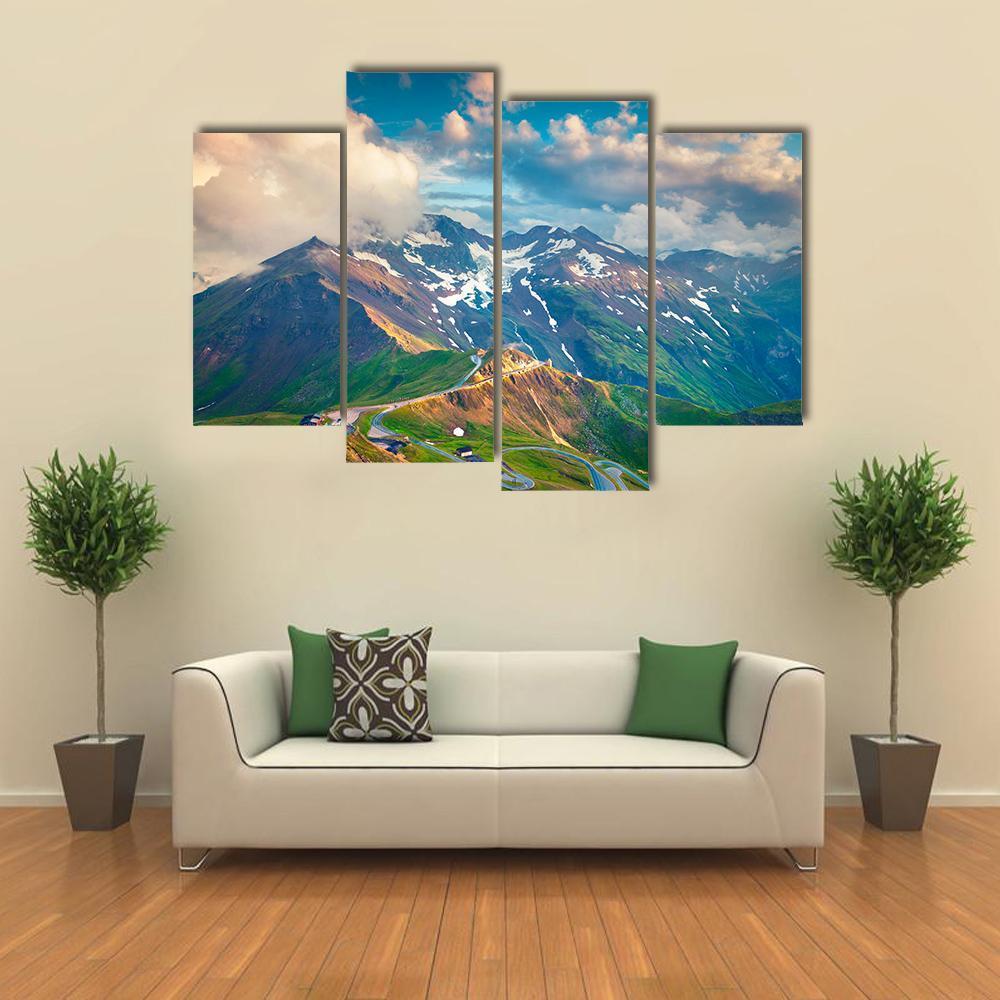 View From Bird's Eye Of Grossglockner High Alpine Road Canvas Wall Art-4 Pop-Gallery Wrap-50" x 32"-Tiaracle