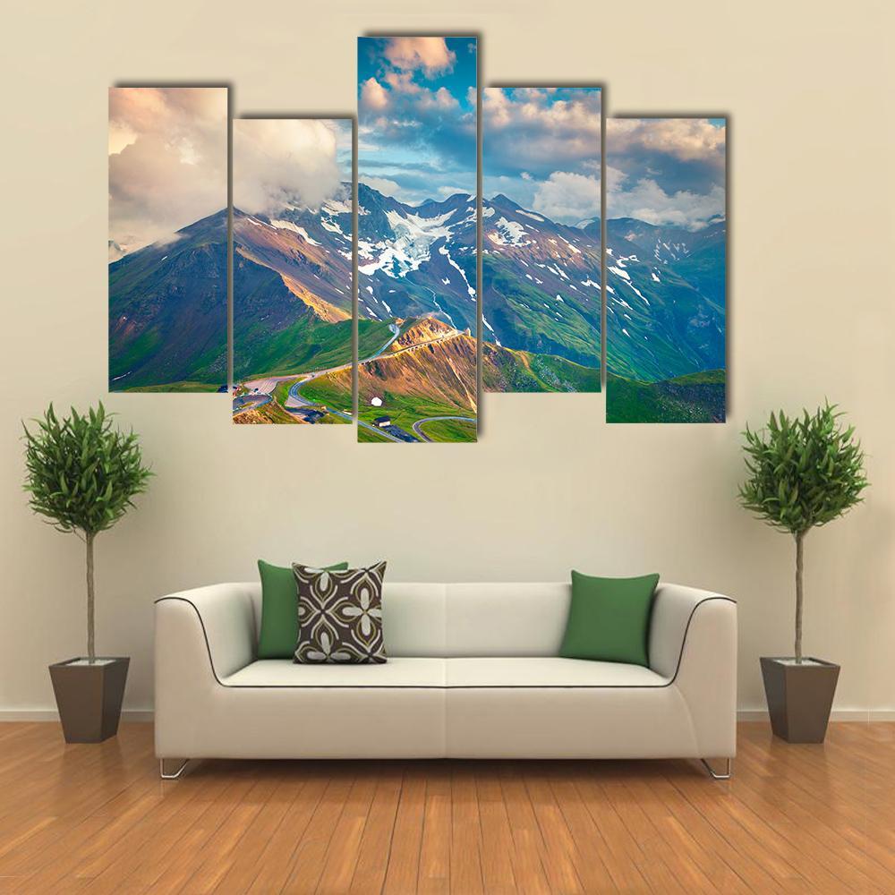 View From Bird's Eye Of Grossglockner High Alpine Road Canvas Wall Art-5 Pop-Gallery Wrap-47" x 32"-Tiaracle