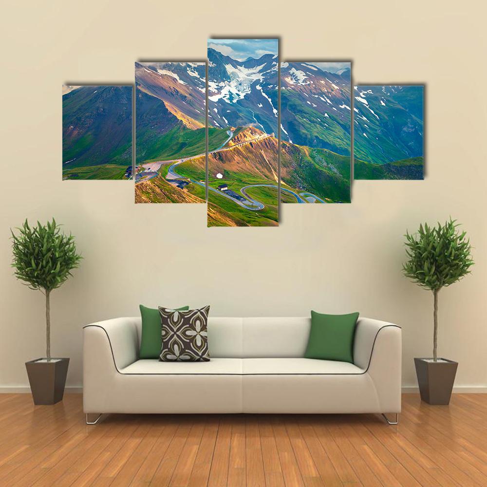 View From Bird's Eye Of Grossglockner High Alpine Road Canvas Wall Art-5 Star-Gallery Wrap-62" x 32"-Tiaracle