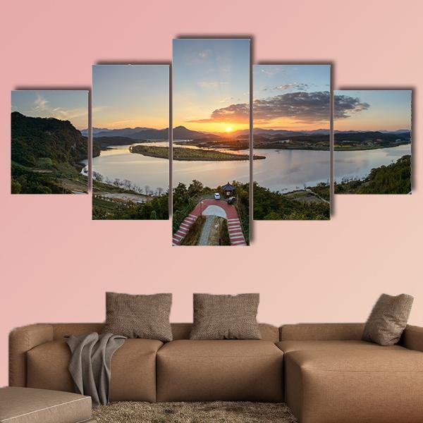 View From Hak Observatory In Korea Canvas Wall Art-5 Star-Gallery Wrap-62" x 32"-Tiaracle