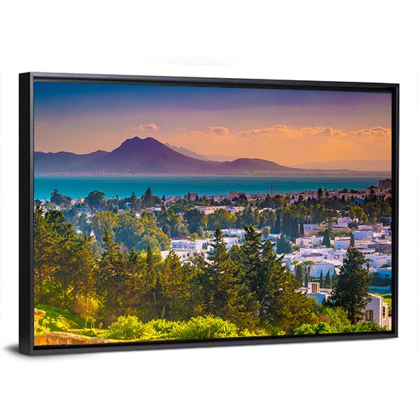 View From Hill Byrsa Canvas Wall Art-3 Horizontal-Gallery Wrap-25" x 16"-Tiaracle