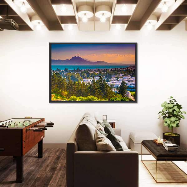 View From Hill Byrsa Canvas Wall Art-3 Horizontal-Gallery Wrap-25" x 16"-Tiaracle