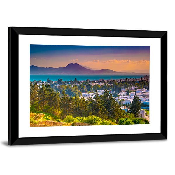 View From Hill Byrsa Canvas Wall Art-3 Horizontal-Gallery Wrap-25" x 16"-Tiaracle