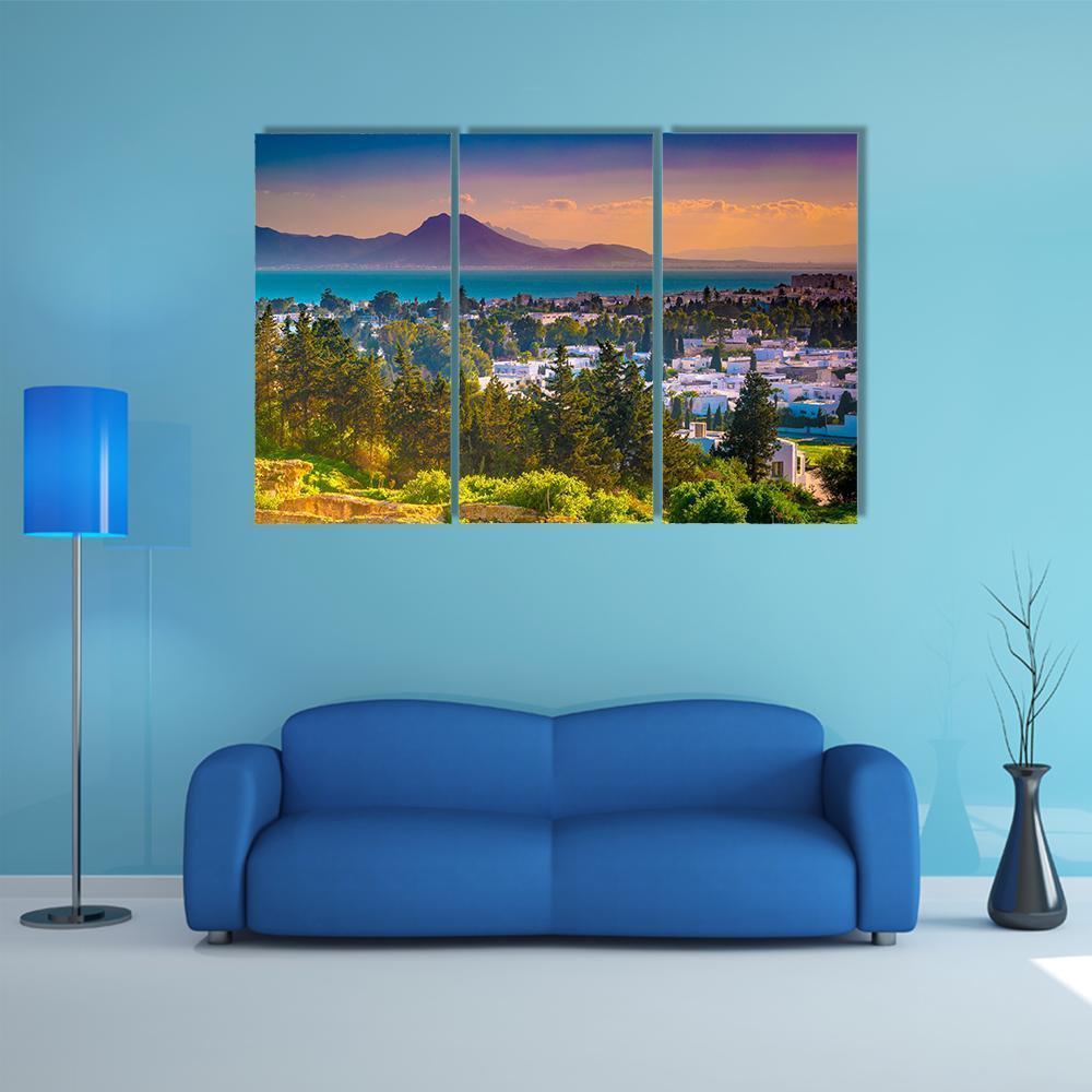 View From Hill Byrsa Canvas Wall Art-3 Horizontal-Gallery Wrap-37" x 24"-Tiaracle