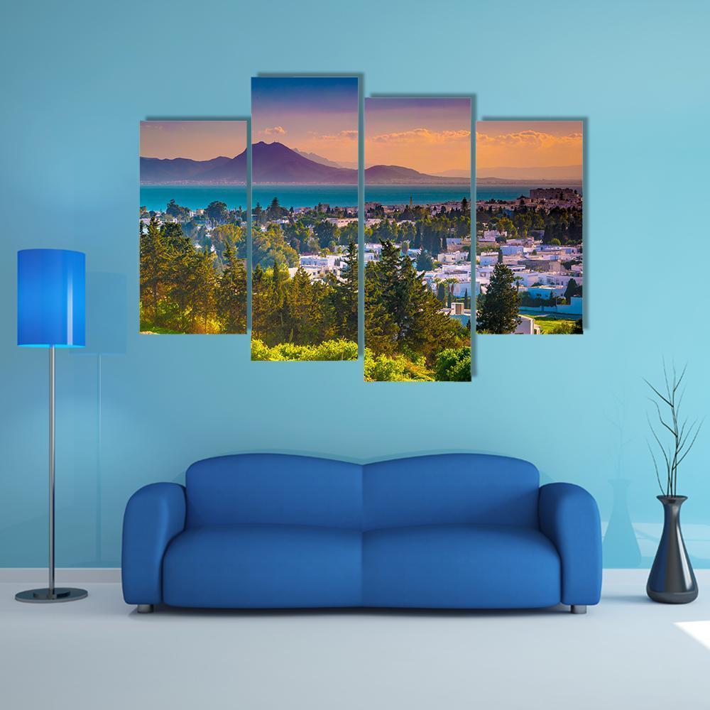 View From Hill Byrsa Canvas Wall Art-4 Pop-Gallery Wrap-50" x 32"-Tiaracle