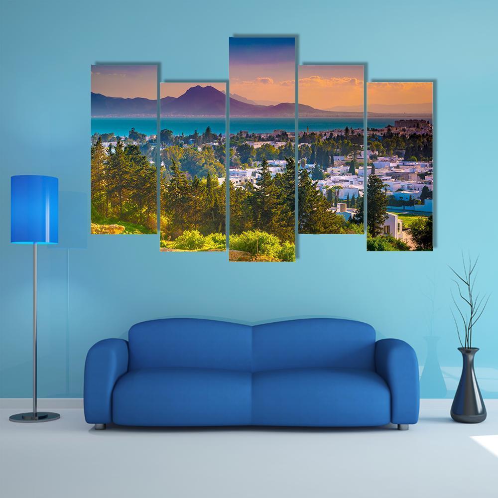 View From Hill Byrsa Canvas Wall Art-5 Pop-Gallery Wrap-47" x 32"-Tiaracle
