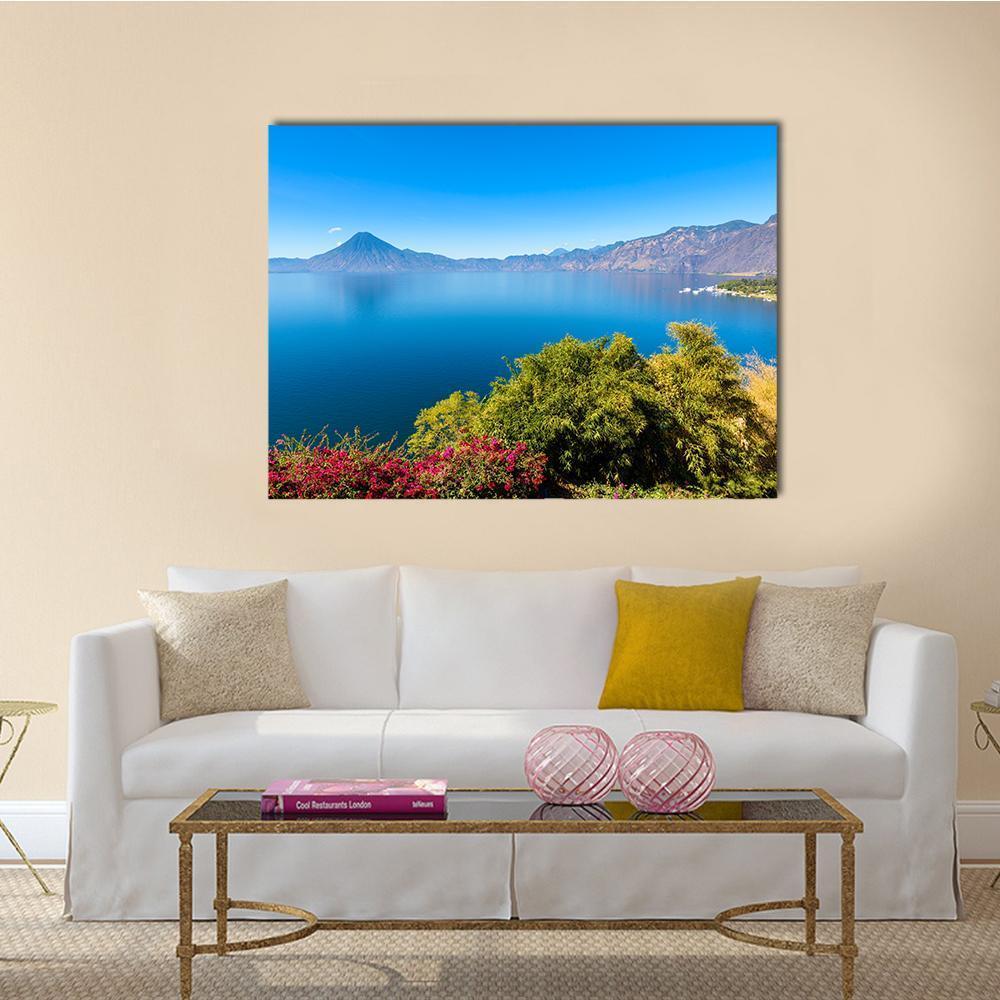 View From Lake Atitlan Canvas Wall Art-1 Piece-Gallery Wrap-48" x 32"-Tiaracle