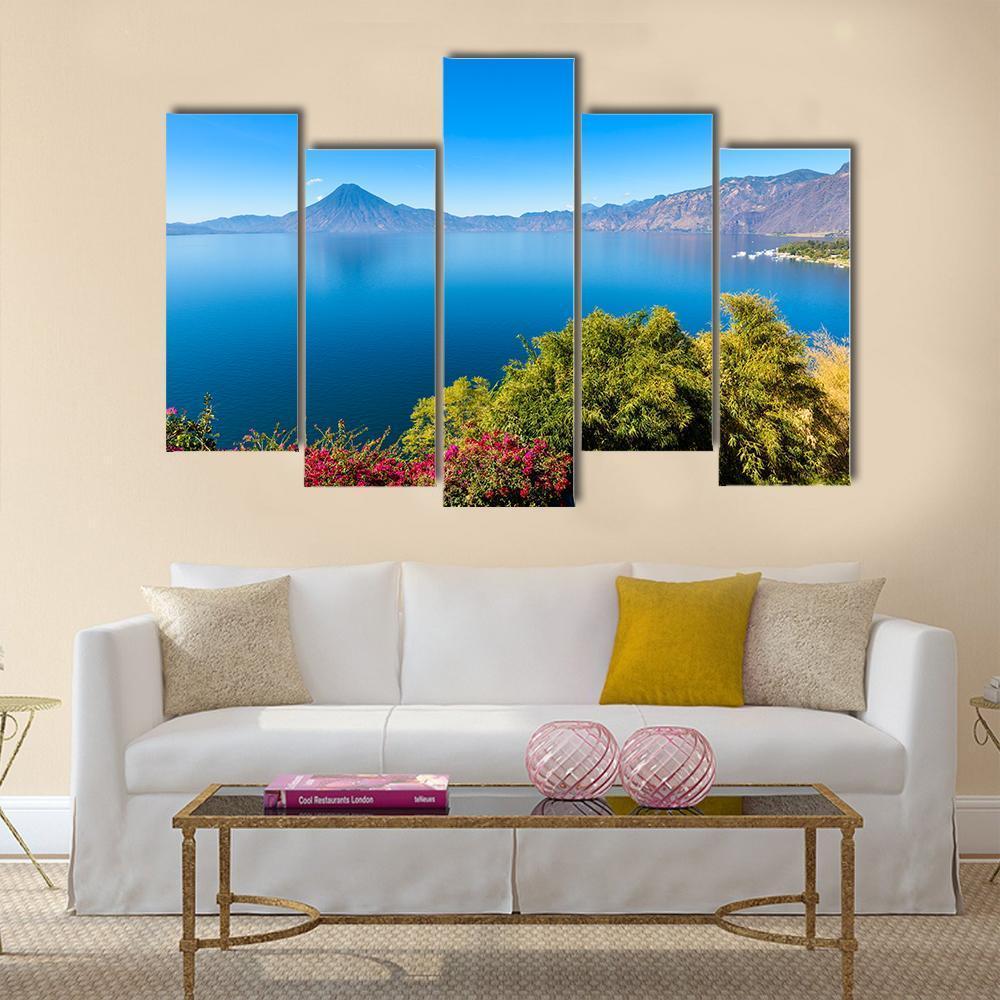 View From Lake Atitlan Canvas Wall Art-5 Pop-Gallery Wrap-47" x 32"-Tiaracle