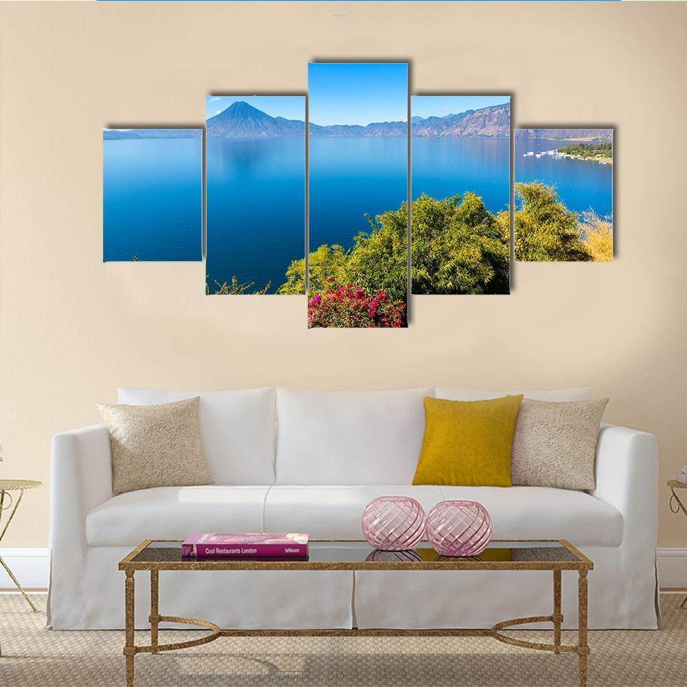 View From Lake Atitlan Canvas Wall Art-5 Star-Gallery Wrap-62" x 32"-Tiaracle
