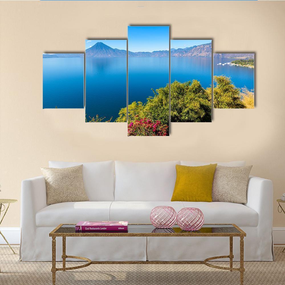 View From Lake Atitlan Canvas Wall Art-1 Piece-Gallery Wrap-48" x 32"-Tiaracle