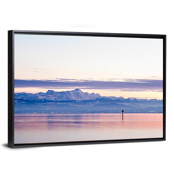 View From Lake Constance Into Swiss Alps Canvas Wall Art-3 Horizontal-Gallery Wrap-25" x 16"-Tiaracle
