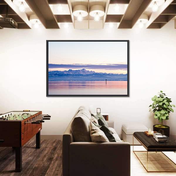 View From Lake Constance Into Swiss Alps Canvas Wall Art-3 Horizontal-Gallery Wrap-25" x 16"-Tiaracle