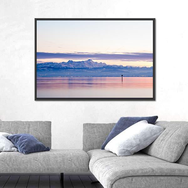 View From Lake Constance Into Swiss Alps Canvas Wall Art-3 Horizontal-Gallery Wrap-25" x 16"-Tiaracle