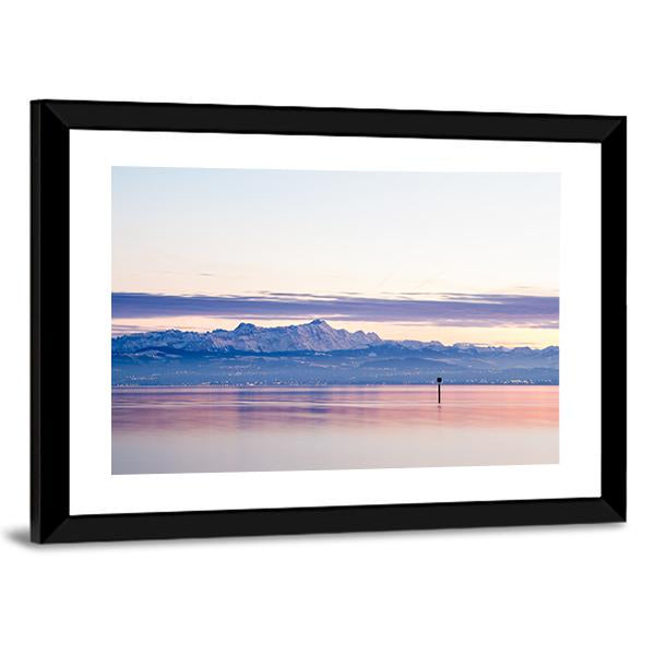 View From Lake Constance Into Swiss Alps Canvas Wall Art-3 Horizontal-Gallery Wrap-25" x 16"-Tiaracle