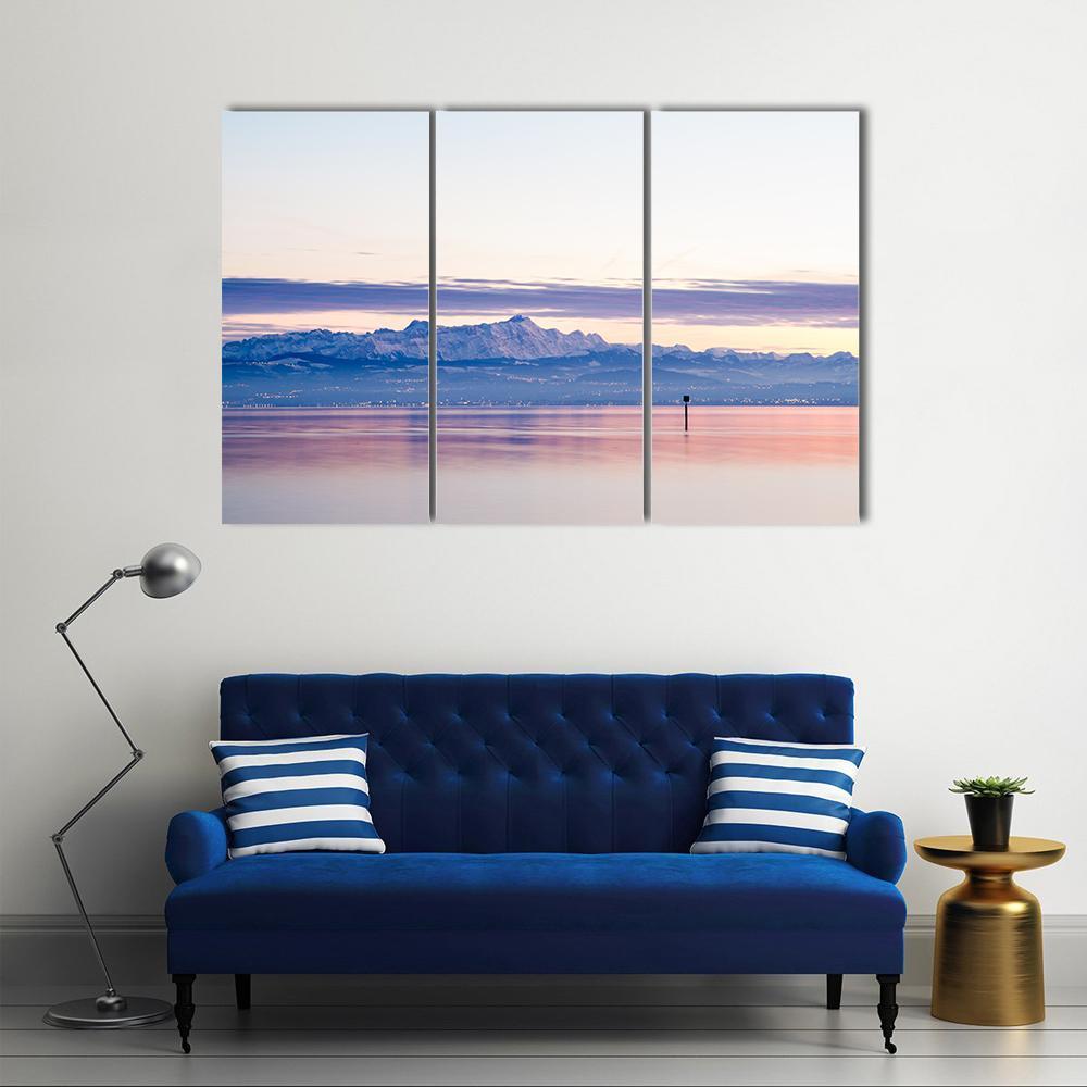 View From Lake Constance Into Swiss Alps Canvas Wall Art-3 Horizontal-Gallery Wrap-37" x 24"-Tiaracle