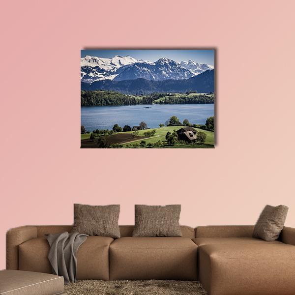 Lake Lucerne Switzerland Canvas Wall Art-1 Piece-Gallery Wrap-48" x 32"-Tiaracle