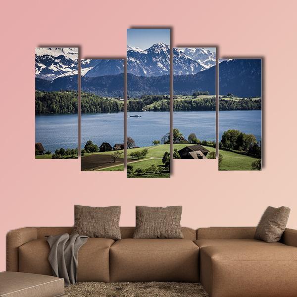 Lake Lucerne Switzerland Canvas Wall Art-5 Pop-Gallery Wrap-47" x 32"-Tiaracle