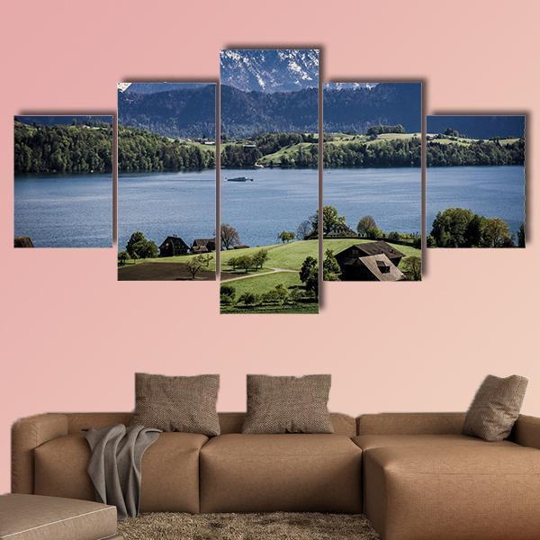Lake Lucerne Switzerland Canvas Wall Art-1 Piece-Gallery Wrap-48" x 32"-Tiaracle