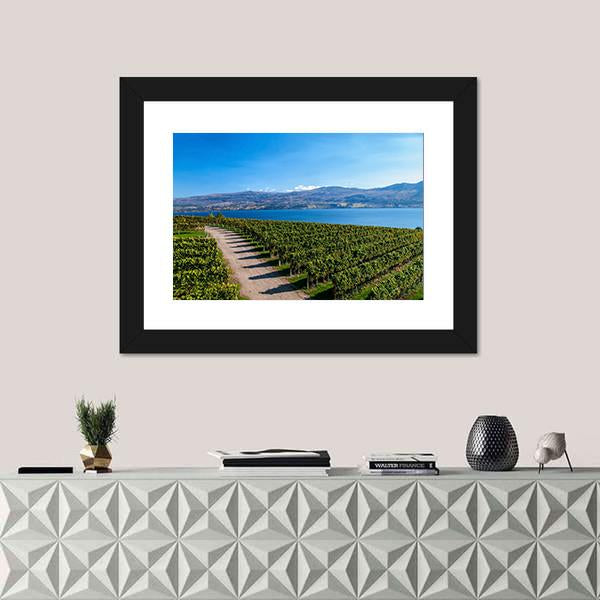 View From Mission Hill Winery Of Lake Okanagan Canvas Wall Art-1 Piece-Framed Print-20" x 16"-Tiaracle
