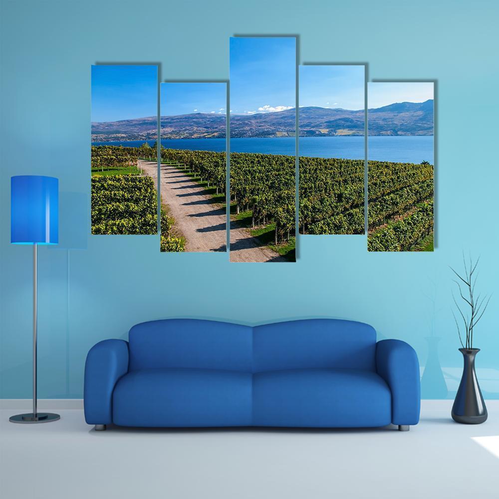 View From Mission Hill Winery Of Lake Okanagan Canvas Wall Art-5 Pop-Gallery Wrap-47" x 32"-Tiaracle