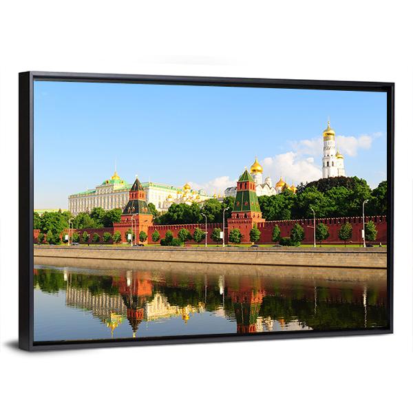 View From Moscow River On Kremlin Canvas Wall Art-3 Horizontal-Gallery Wrap-25" x 16"-Tiaracle