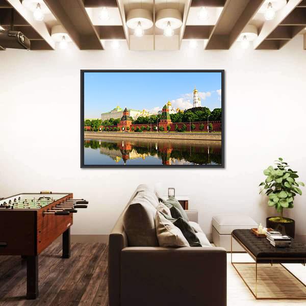 View From Moscow River On Kremlin Canvas Wall Art-3 Horizontal-Gallery Wrap-25" x 16"-Tiaracle