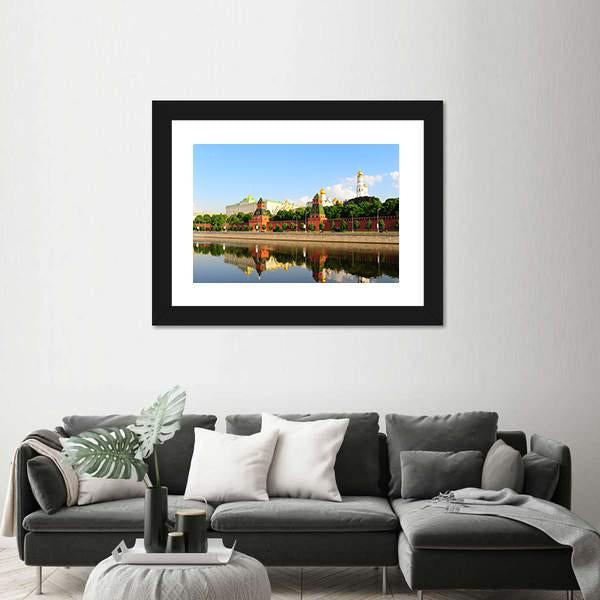 View From Moscow River On Kremlin Canvas Wall Art-3 Horizontal-Gallery Wrap-25" x 16"-Tiaracle