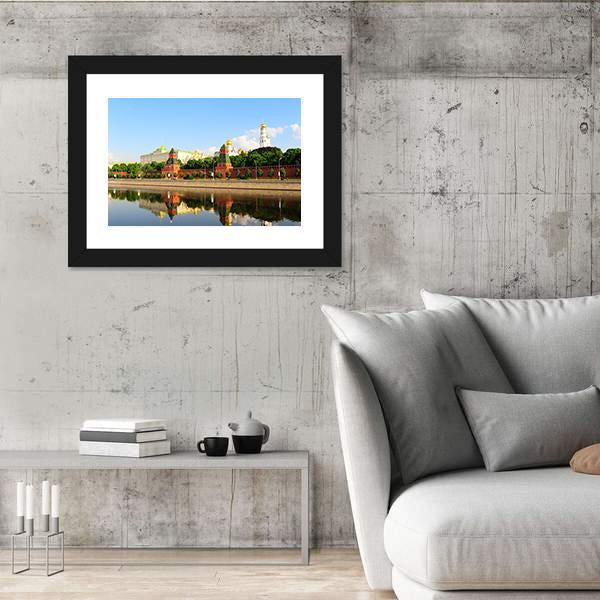 View From Moscow River On Kremlin Canvas Wall Art-3 Horizontal-Gallery Wrap-25" x 16"-Tiaracle