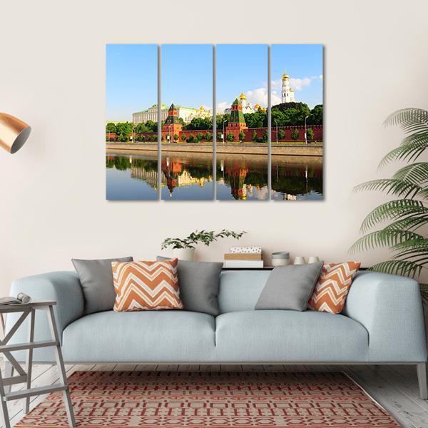 View From Moscow River On Kremlin Canvas Wall Art-4 Horizontal-Gallery Wrap-34" x 24"-Tiaracle