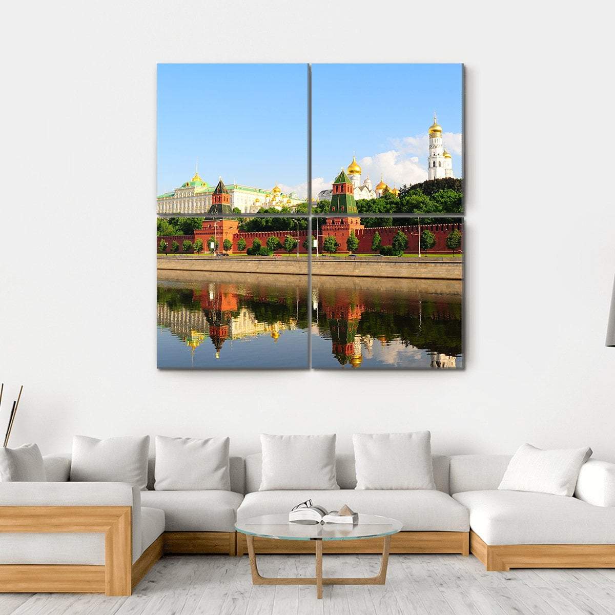 View From Moscow River On Kremlin Canvas Wall Art-4 Square-Gallery Wrap-17" x 17"-Tiaracle