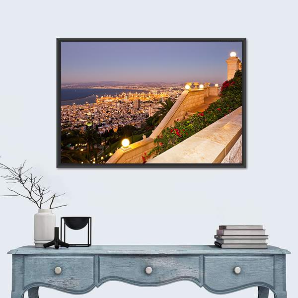 View From Mount Carmel To Port Canvas Wall Art-1 Piece-Floating Frame-24" x 16"-Tiaracle