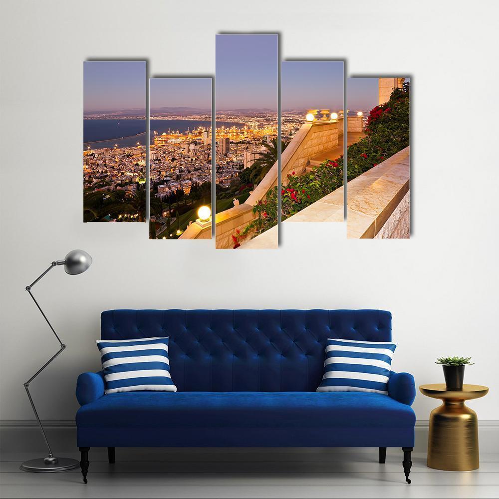 View From Mount Carmel To Port Canvas Wall Art-5 Pop-Gallery Wrap-47" x 32"-Tiaracle
