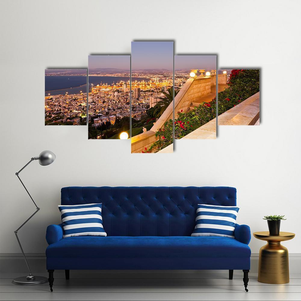 View From Mount Carmel To Port Canvas Wall Art-5 Star-Gallery Wrap-62" x 32"-Tiaracle
