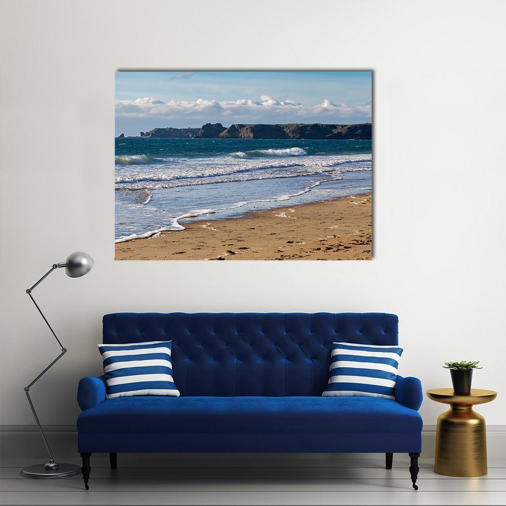 View From Tenby South Beach Canvas Wall Art-1 Piece-Gallery Wrap-48" x 32"-Tiaracle