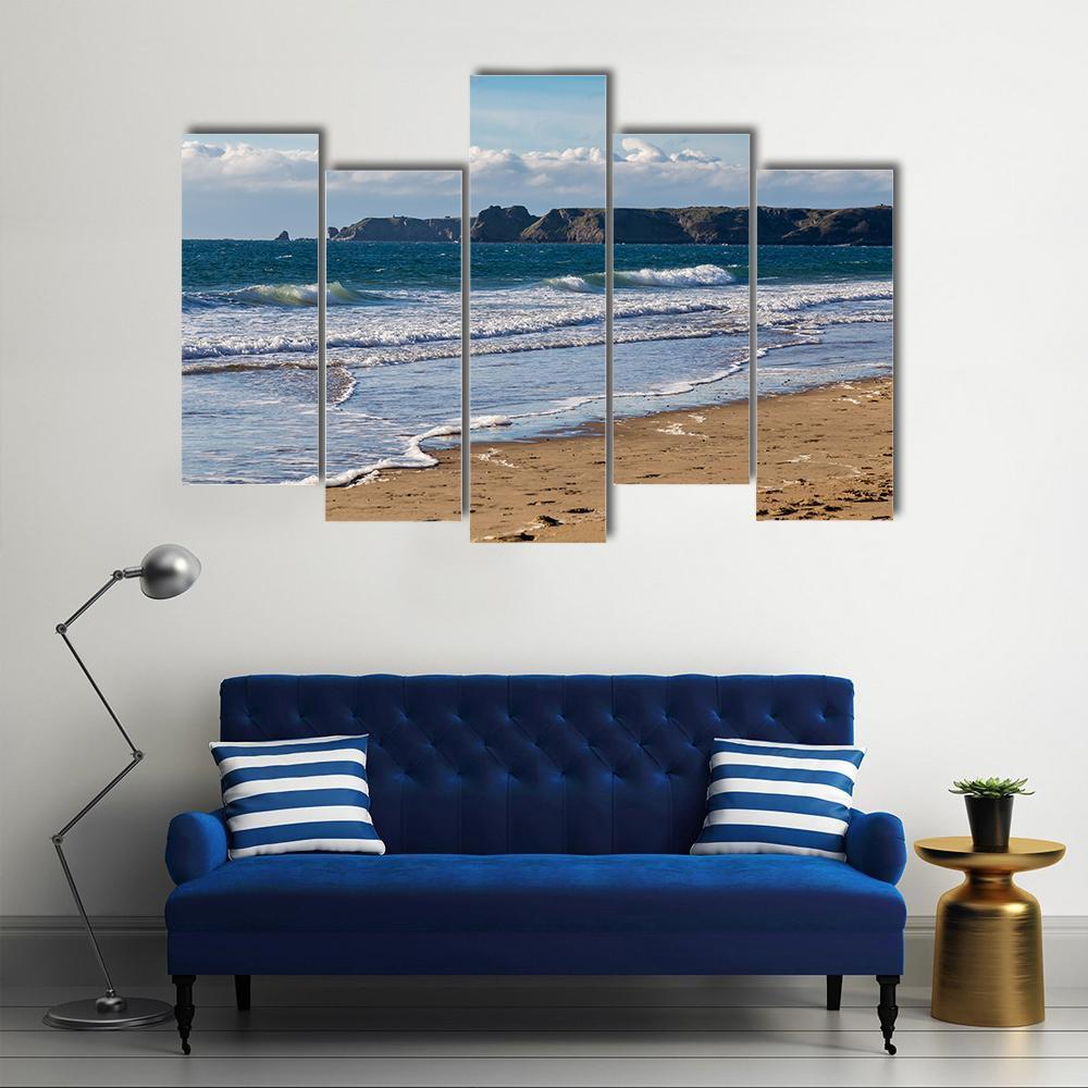 View From Tenby South Beach Canvas Wall Art-5 Pop-Gallery Wrap-47" x 32"-Tiaracle