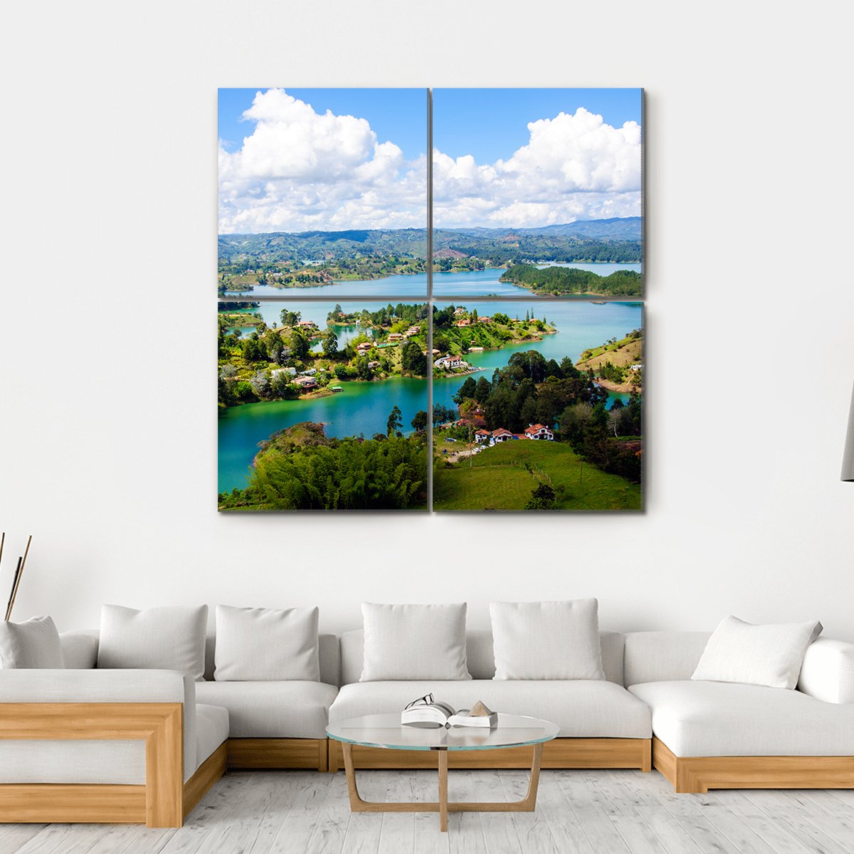 View From The Rock Of Guatape In Colombia Canvas Wall Art-4 Square-Gallery Wrap-17" x 17"-Tiaracle