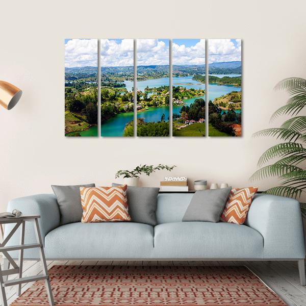 View From The Rock Of Guatape In Colombia Canvas Wall Art-5 Horizontal-Gallery Wrap-22" x 12"-Tiaracle
