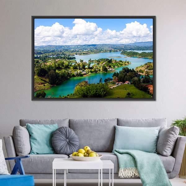 View From The Rock Of Guatape In Colombia Canvas Wall Art-3 Horizontal-Gallery Wrap-25" x 16"-Tiaracle