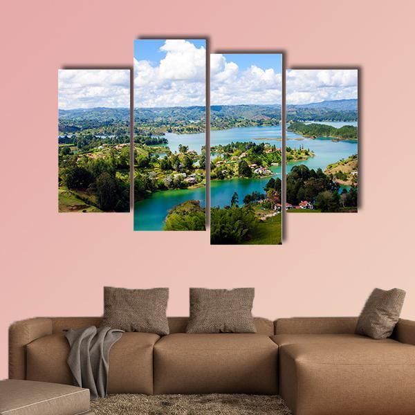 View From The Rock Of Guatape In Colombia Canvas Wall Art-4 Pop-Gallery Wrap-50" x 32"-Tiaracle
