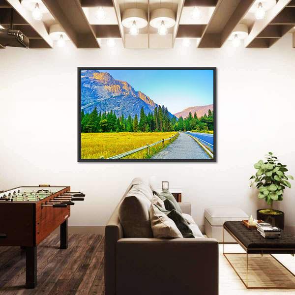 View From Yosemite Valley At Dawn In Autumn Canvas Wall Art-3 Horizontal-Gallery Wrap-25" x 16"-Tiaracle