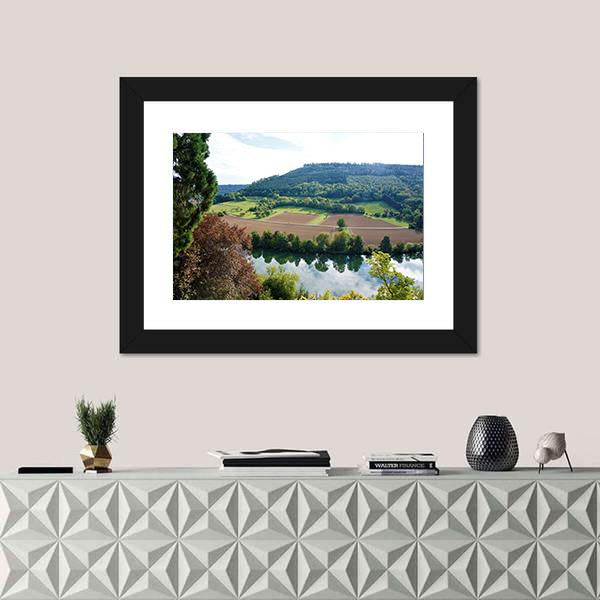 View From Zwingenberg Castle Over Neckar River Canvas Wall Art-1 Piece-Framed Print-20" x 16"-Tiaracle