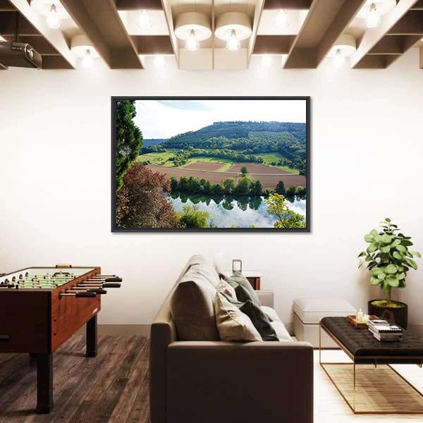 View From Zwingenberg Castle Over Neckar River Canvas Wall Art-3 Horizontal-Gallery Wrap-25" x 16"-Tiaracle