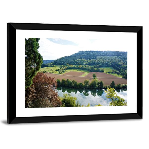 View From Zwingenberg Castle Over Neckar River Canvas Wall Art-3 Horizontal-Gallery Wrap-25" x 16"-Tiaracle