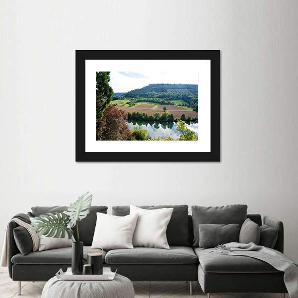 View From Zwingenberg Castle Over Neckar River Canvas Wall Art-3 Horizontal-Gallery Wrap-25" x 16"-Tiaracle