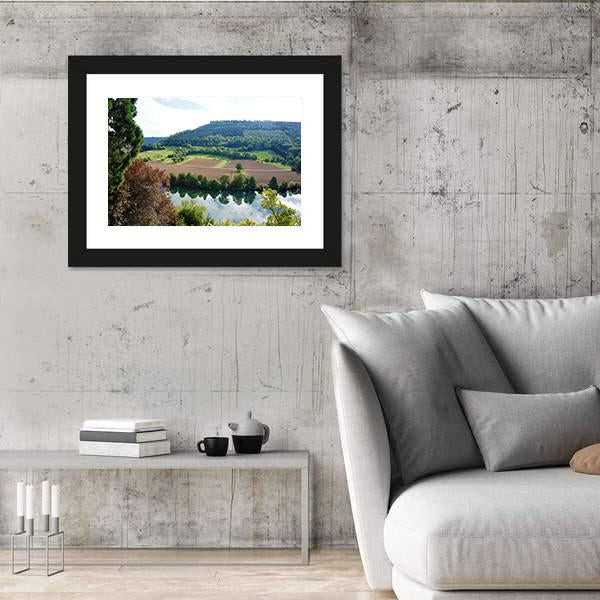 View From Zwingenberg Castle Over Neckar River Canvas Wall Art-3 Horizontal-Gallery Wrap-25" x 16"-Tiaracle