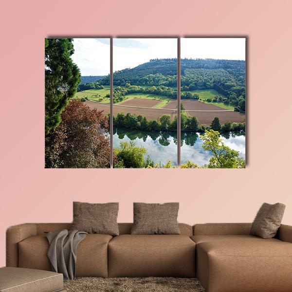 View From Zwingenberg Castle Over Neckar River Canvas Wall Art-3 Horizontal-Gallery Wrap-25" x 16"-Tiaracle