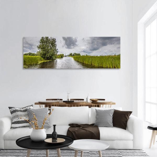 View In Canal Banks Of Holland Panoramic Canvas Wall Art-1 Piece-36" x 12"-Tiaracle